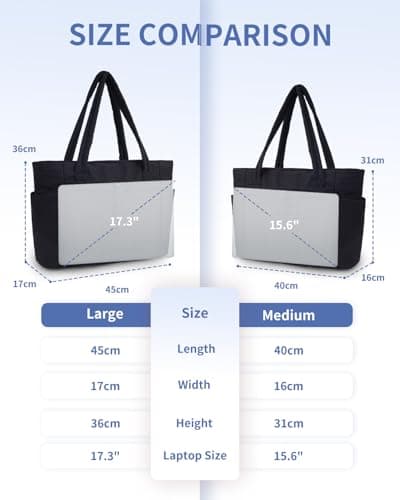 Wandering Nature Tote Bag for Women with Zip Large Capacity Shoulder Handbag with 17.3 Inch Laptop Compartment and 40oz Water Bottle Pocket for Work School Travel, Black (Patent Pending) — view 6