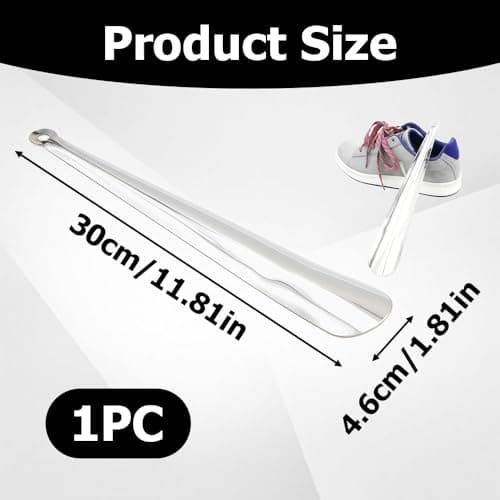 Long Handle Shoe Horn, Stainless Steel Metal Shoe Helper for Men Women — view 2