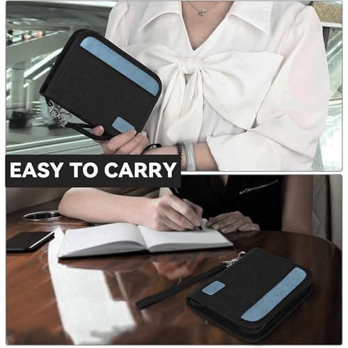 Passport Holder Travel Wallet for 2 Passports, RFID Blocking, Black Grey BG — view 4