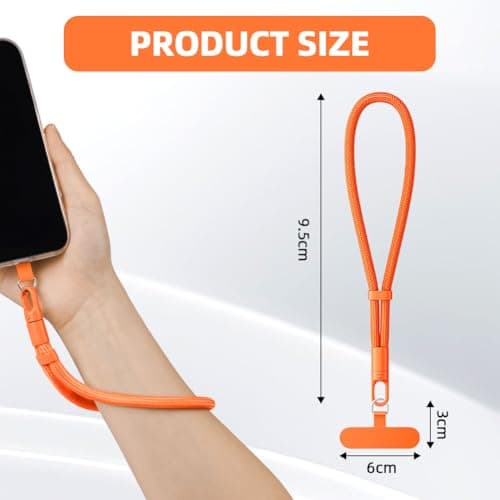 HOTUT Wrist Strap Lanyard for Phone, Adjustable Hand Wrist Strap Lanyard for Cellphone, Mobile Phone, Camera, Keys, Keychain, Flashlight, USB Flash Drives and More Device, Orange — view 2