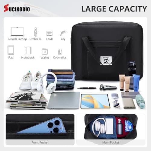 SUCIKORIO 40x30x15cm British Airways Jet2 Cabin Bags Underseat, 18L Waterproof Travel Duffle Bag Foldable Hand Luggage Bags Overnight Hospital Weekend Carry On Airport Bag for Planes, Men, Women — view 6