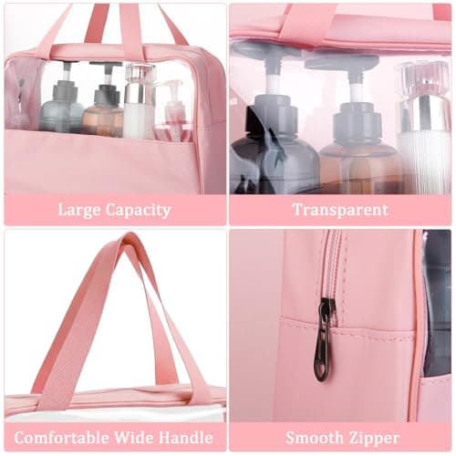 ViEinkaufen 2 Piece Clear Travel Toiletry Bag, Hanging Makeup Bag for Women — view 4