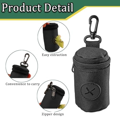 FveVqe 2Pcs Poo Bag Holder, Durable and Leakproof Dog Poop Bag Holder, Lightweight Poo Bags Dispenser Apply for Pet Travel Dog Walking Park, Easy to Attach, Perfect for Walks & Travel(Black) — view 3