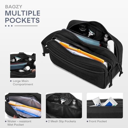 BAGZY Tactical Toiletry Bag for Men Hygiene Bag EDC Military Tool Molle Pouches Small Dopp Kit Mens Shaving Kit Travel Shower Bags Shaving Travel Bags for Toiletries Black — view 4