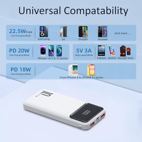 Power Bank 10000mAh, 5V/2.4A Dual USB A Fast Charging Portable Charger, Slim Lightweight External Battery Pack for iPhone 14 13 12 11 iPads Android and More — view 2