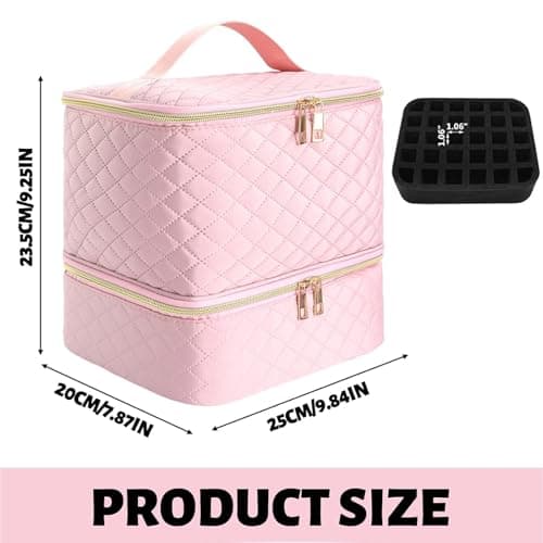 Dexpally Nail Varnish Storage Bag Double Layer Nail Organiser Cosmetic Bag with Adjustable Dividers for 30 Bottles, Lipstick & Manicure Tools — view 2