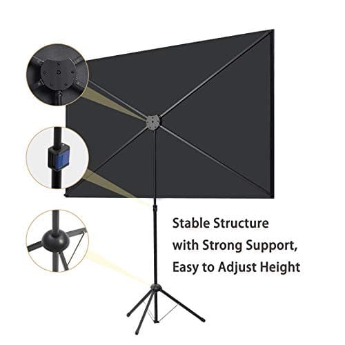 Projector Screen with Stand, 60 Inch Outdoor Projector Screen 16:9 and Stand, Portable Projection Screen with Aluminium Frame, Lightweight and Compact, Easy Setup, Idea for Home Cinema, Backyard Party — view 3