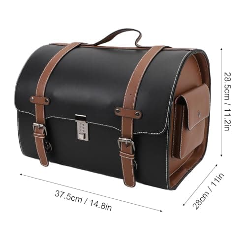 PolyGen Motorcycle Tail Bag with Combination Lock for Scooters/Electric Vehicles, 29.5L Large Capacity Water Defiance Motorcycle Trunk Bag for Helmet Storage (Black with Brown Band) — view 2