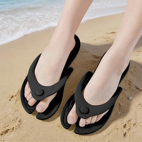 Portable Travel Slippers for Women and Men, Quick-Dry Shower Sandals with Non-Slip Rubber Sole for Indoor, Outdoor, Beach, Pool, and Spa Use, Lightweight and Foldable Design (Black, 7.5) — view 2