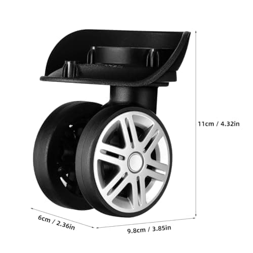 DECHOUS Luggage Replacement Parts Wheels Kit Wheel Suitcase 4.33 Inch Universal Trolley Casters with Silent Dual-Row Bearings Easy Installation 4 Pack Replacement for DIY Repair, Black, Screw Holes — view 4