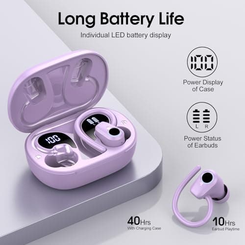 Wireless Earbuds with Earhooks HiFi Stereo, IP7 Waterproof Sports Earphones — view 3