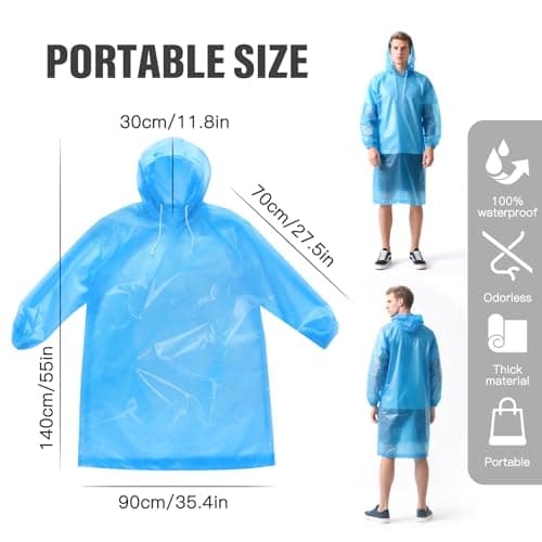 Disposable Rain Ponchos Adults 4 Colors Thicker Waterproof Poncho with Hood — view 2