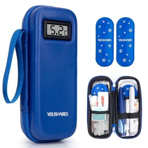YOUSHARES Insulin Cooler Travel Case with Temperature Display - Insulin Pen Case with 2 Ice Packs TSA Approved, Refrigerated Medication Cooler Travel Bag for Ozempic GLP-1 Injection Diabetes Supplies