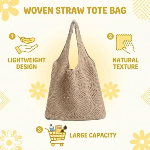 Rndqw Lightweight Beach Bag, Large Capacity Tote, Holds Towel & Sunglasses, Beach Bags for Women Must-Have, Summer Vacation & Pool & Travel Essential, Casual Handbag — view 6