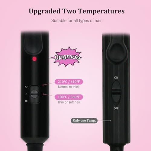 janelove Upgraded Mini Hair Waver for Short & Medium Hair, 13MM Curling Wand, 0.45lb Lightweight, Mini Size Crimper Beach Waver, Travel Friendly,Adjustable Temperature-Pink — view 3