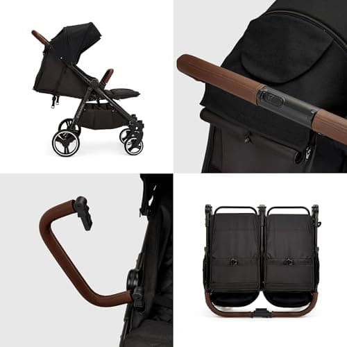 Ickle Bubba Venus Twin Double Stroller - (Black with Tan Handles) — view 4