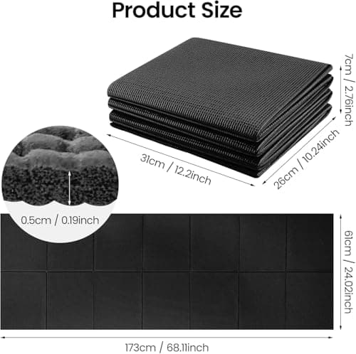 M.J COMFY-LIFE Travel Foldable Yoga Mat — 5mm Non-Slip Portable Exercise & Gym Mat for Yoga, Pilates, Travel & Fitness (Lightweight, Water-Resistant, Fits Backpack) — Unisex (Black) — view 3