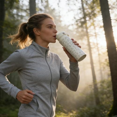 Bryxora Insulated Water Bottle with Straw Lid (800ml) - 24 Hours Cold - Iced for 48 Hours - Leakproof - BPA Free - Easy to Carry - Vacuum Insulated Double Walled Stainless Steel Flask (Cream Leopard) — view 5