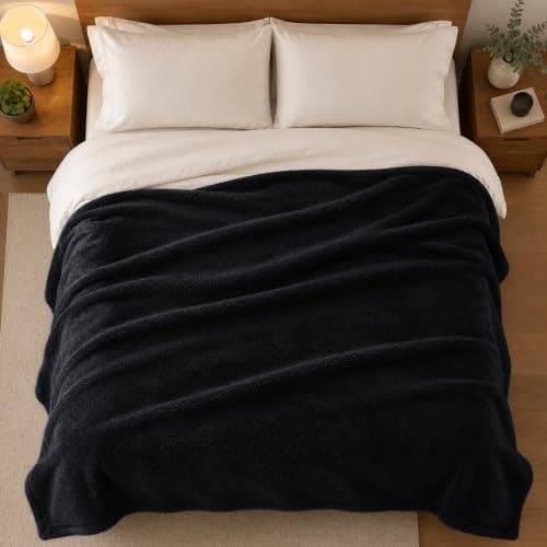 BedLooms Fleece Blanket Black Single 130x150 cm,Fluffy Reversible Bed Throw — view 5
