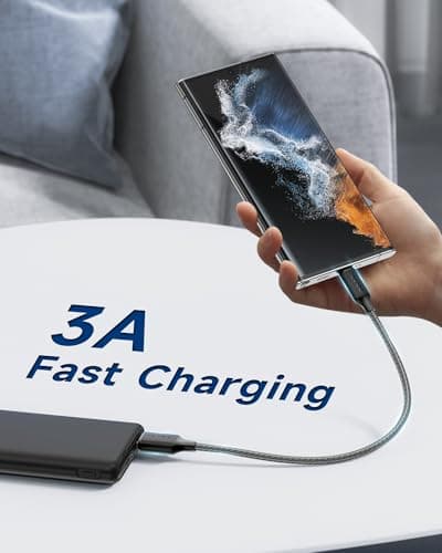 RAVIAD Short USB C Cable 15CM, Type C Charger Cable 3A Fast Charging Nylon — view 3