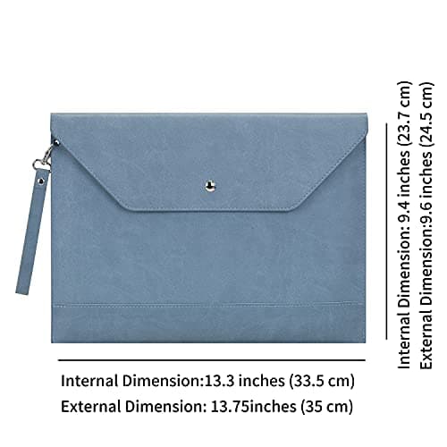 Wonderpool A4 Envelope Case Folder File Sleeve Thickened PU Leather with Removable Hand Strap and Inner Pockets Pouch for Document Stationery Tablet PC Holder Organizer Portfolio Bag (Sky Blue) — view 5