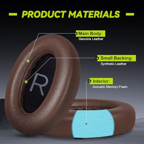 Replacement Ear Pads for Bose NC700 / 700 Noise Cancelling Headphones, Aurivor Lambskin Leather Earpad Covers/Cushion Kit with Plush Memory Foam, Thickened Comfort, Tear-Resistant Seams (Brown) — view 2