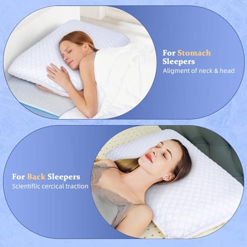 Thin Flat Pillows for Sleeping, Cooling Gel Infused Memory Foam Pillow 2.75 inch Height Ultra Thin Pillow,Slim Bed Pillows for Stomach Back Sleeper,60x40x7 CM — view 5