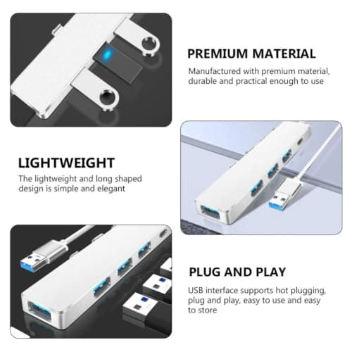 USB Hub 4 Port Stainless Steel and ABS for Office Home Use — view 6