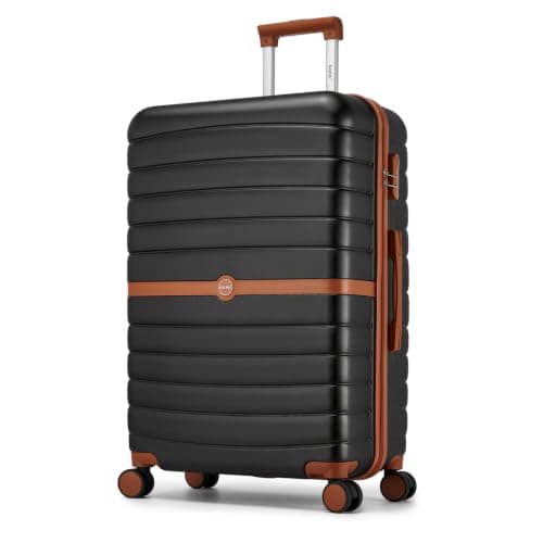 Kono Large Hard Shell Suitcase, Lightweight ABS+PC Checked Luggage, Black