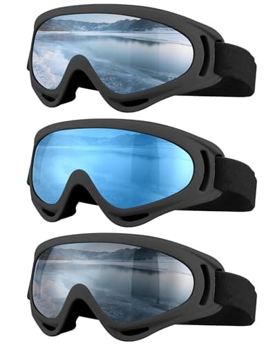 SixYard Ski Goggles, Motorcycle Goggles, 3 Pack Snowboard Snow Goggles for Men Women Adult Youth (Style 7)