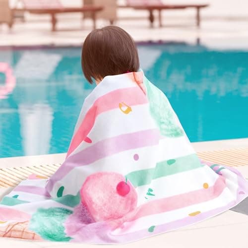 WERNNSAI Ice Cream Microfibre Beach Towel for Kids, 76 x 150cm Bath Towel — view 6