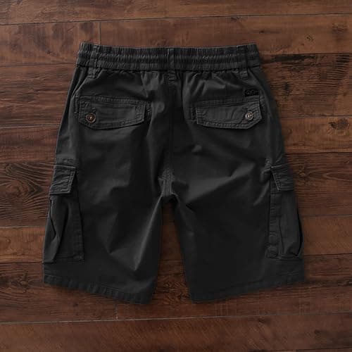 Men's Classic Cargo Shorts with Zip Button Closure, Multi-Pocket Design for Outdoor Sports & Work, Lightweight Summer Trousers, Quick-Dry Fabric (Black, M) — view 3