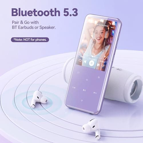AGPTEK 64GB MP3 Player with Bluetooth, M3 2.4'' Player with Speaker Purple — view 2