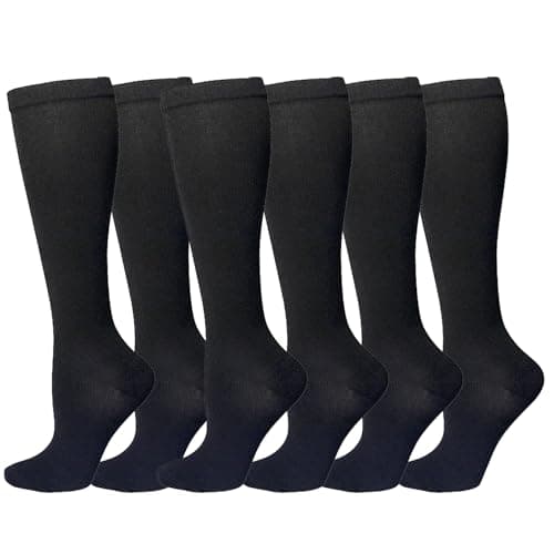 ZHENICH 3 Pairs Compression Socks Women & Men 15-24 mmHg - Graduated Support, Wide Non-Binding Cuff, Breathable for Travel, Running, Nurses, Pregnancy & Oedema Relief - UK 3.5-10.5(S/M)