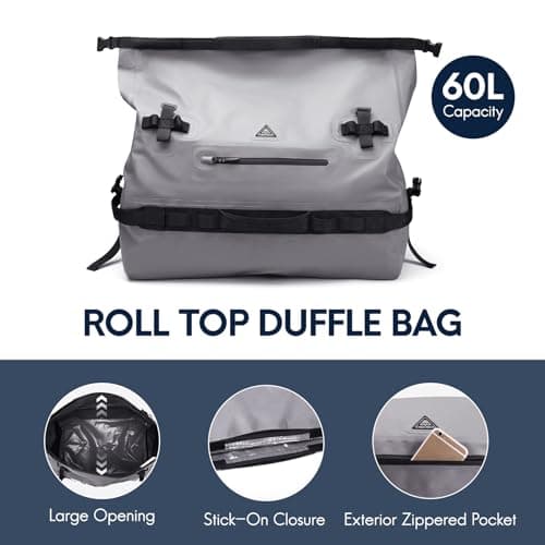 Haimont IPX7 Waterproof Roll-Top Dry Duffel Backpack, Grey, 60L — view 4
