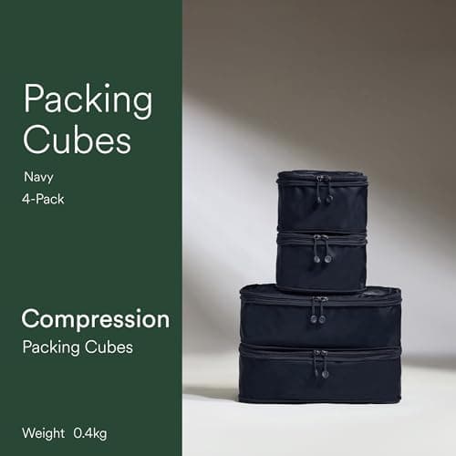 ANTLER - Compression Packing Cubes, Set of 4 Essential Packing Cubes for Suitcases and Backpacks - Holiday, Travel & Accessories Organiser, Easy Clothes and Shoe Storage - Navy Blue — view 2