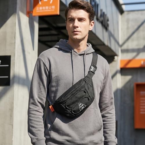 Bum Bag Fanny Pack for Men Women, Large Waterproof Waist Pack Crossbody Chest Bag Adjustable Strap for Travel Hiking Running Dog Walking Festival — view 4