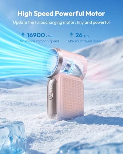 gaiatop Portable Handheld Mini Fan, 6 Speeds 16900 RPM High Velocity Personal Summer Essential with LED Display, USB Rechargeable, with Lanyard for Makeup — view 4