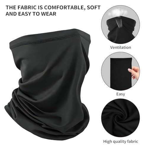 3 Pack Bandana Neck Warmer Ski Snood for Men & Women Winter Fleece Windproof Neck Gaiter Multifunctional Headwear Face Mask Elastic Gaiters Headband Snood Resistence for Outdoors Sports Cycling Hiking — view 3