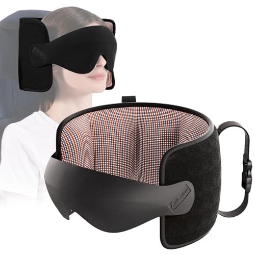 Air Neck Free Travel Pillow for Airplanes Head Strap Support, 3D Eye Mask