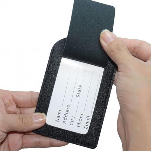 Aieino 2 Pack Luggage Tags with Name Address ID Card Secure Suitcase Labels — view 4