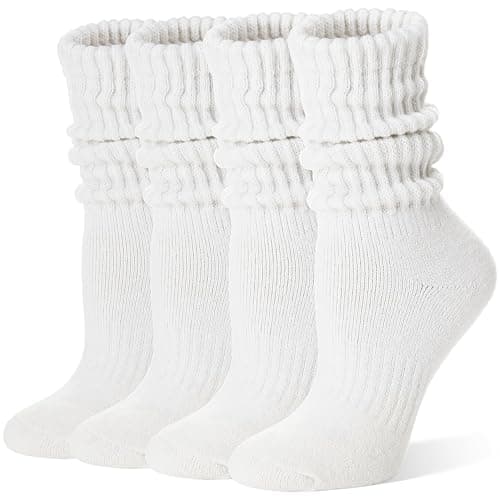 EBMORE Womens White Merino Wool Slouch Socks,Thermal Thick Winter Socks