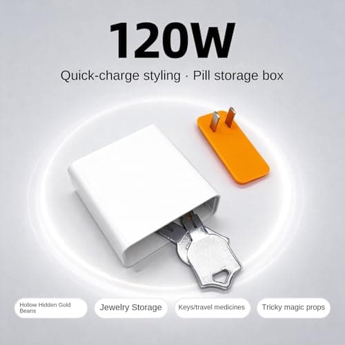 Secret Storage Box - Portable Easy-Open Lid Realistic Charger Design | Plug Storage Hidden Safe Money & Valuables Travel, Camping small stash, gadget safe, anti-theft storage. — view 2