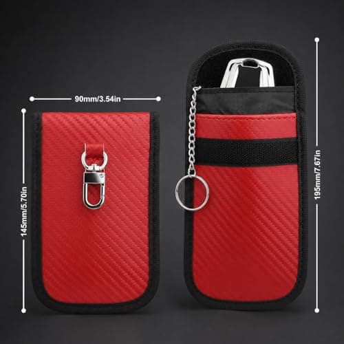 Diyife 2 Pack Faraday Pouch, RFID NFC Car Key Signal Blocker Pouch, Full Shielding Keyless Entry Anti-Theft Relay Attack Faraday Bag for Car Motorcycle Keys, Bank Cards and ID Cards, Red — view 5