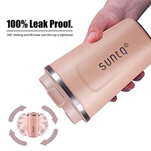 SUNTQ Reusable Coffee Cups Travel - Coffee Travel Mug with Leakproof Lid - Insulated Cup Thermal Mug - Stainless Steel Coffee Travel Cup - for Hot and Cold Drinks, 13oz/380ml, Coral Pink — view 5