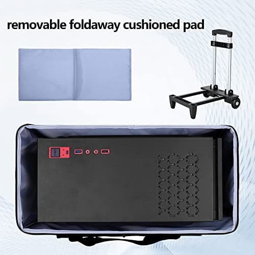 CURMIO Rolling Desktop Computer Carrying Case with Wheels, Black — view 3