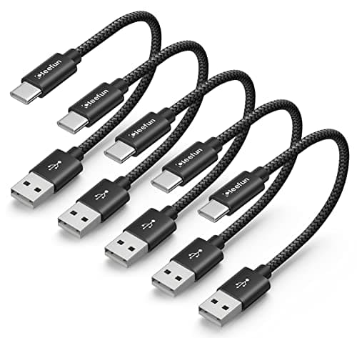 CLEEFUN 5-Pack[0.3m/30cm] Short USB C Cable Fast Charging USBA to USBC Lead