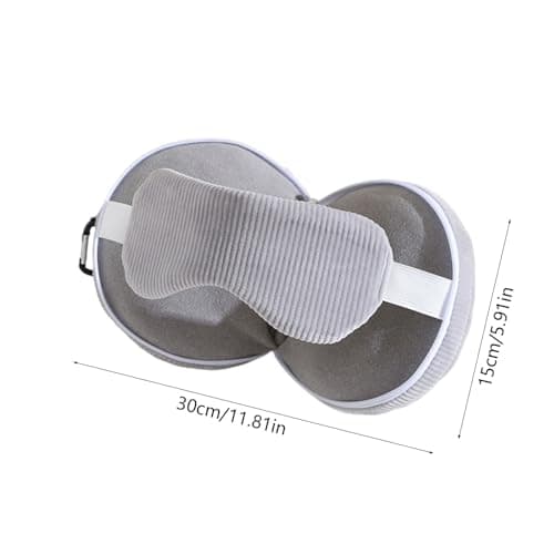 2-In-1 Travel Pillow with Eye Mask,Light Blocking, Neck Support, Compact & Portable Cushion,Folding Soft Mini Pillow Eye Mask for Office, Plane, Train or Car (Gray) — view 2