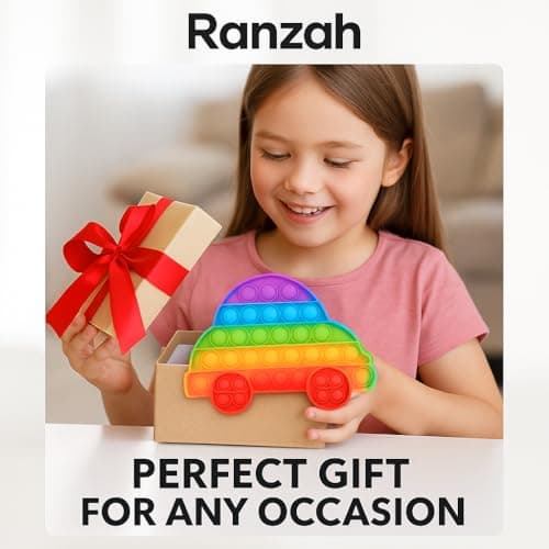 Ranzah Pop Fidget Toy Car Push Pop Bubble Sensory Kids And Adults Travel Poppet Toy Squishy Toy For Gifts & Parties ADHD Stress & Anxiety Relief Toy Squeeze Multicolour Toddler Toy (Car) — view 3