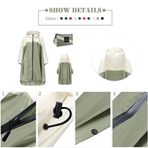 LHHMZ Women Waterproof Rain Poncho Jackets Coats Lightweight Packable Hooded Raincoats Outdoor Rain Cape — view 3